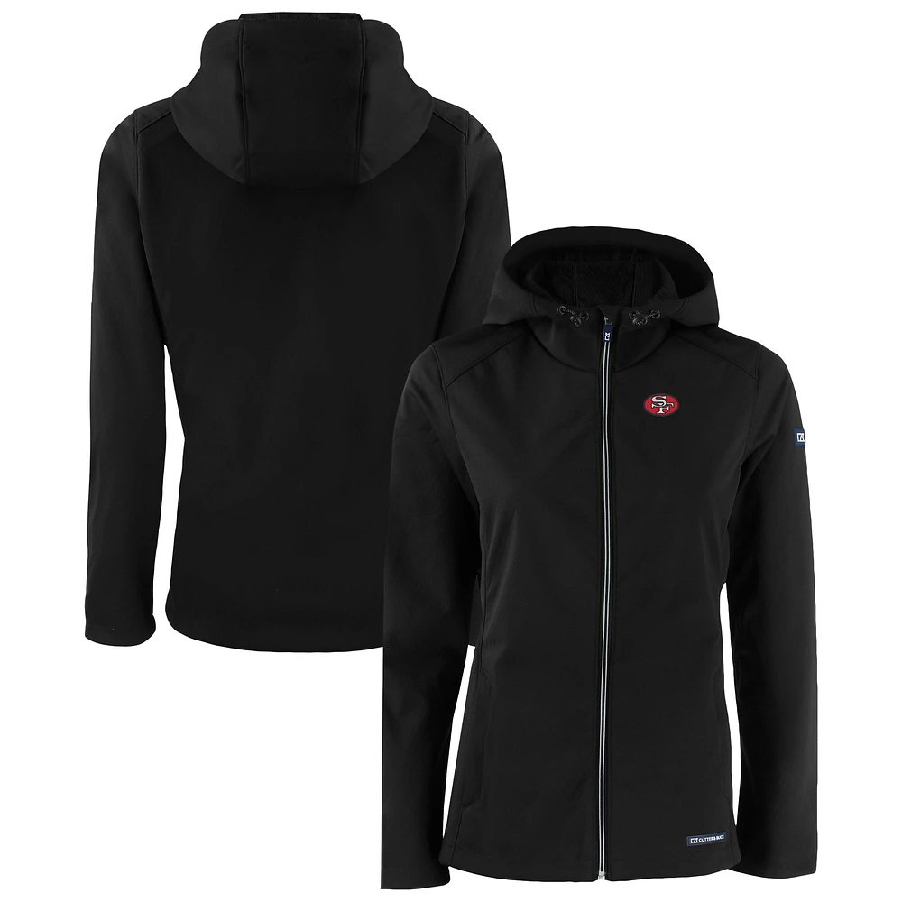 Women's Cutter & Buck Black San Francisco 49ers Evoke Eco Softshell Recycled Full-Zip Hoodie Jacket