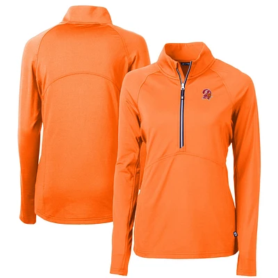 Women's Cutter & Buck Orange Tampa Bay Buccaneers DryTec Adapt Eco Knit Stretch Recycled Raglan Half-Zip Top