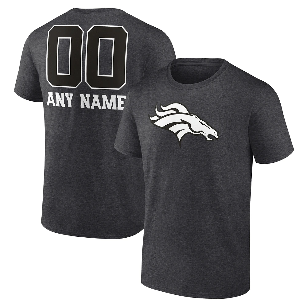Men's Charcoal Denver Broncos Personalized Name & Number Monochrome T-Shirt