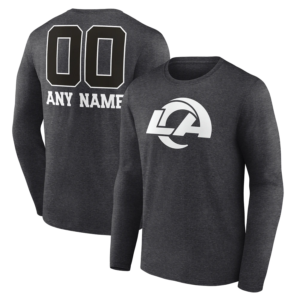 Men's Charcoal Los Angeles Rams Personalized Name & Number Monochrome Long Sleeve T-Shirt