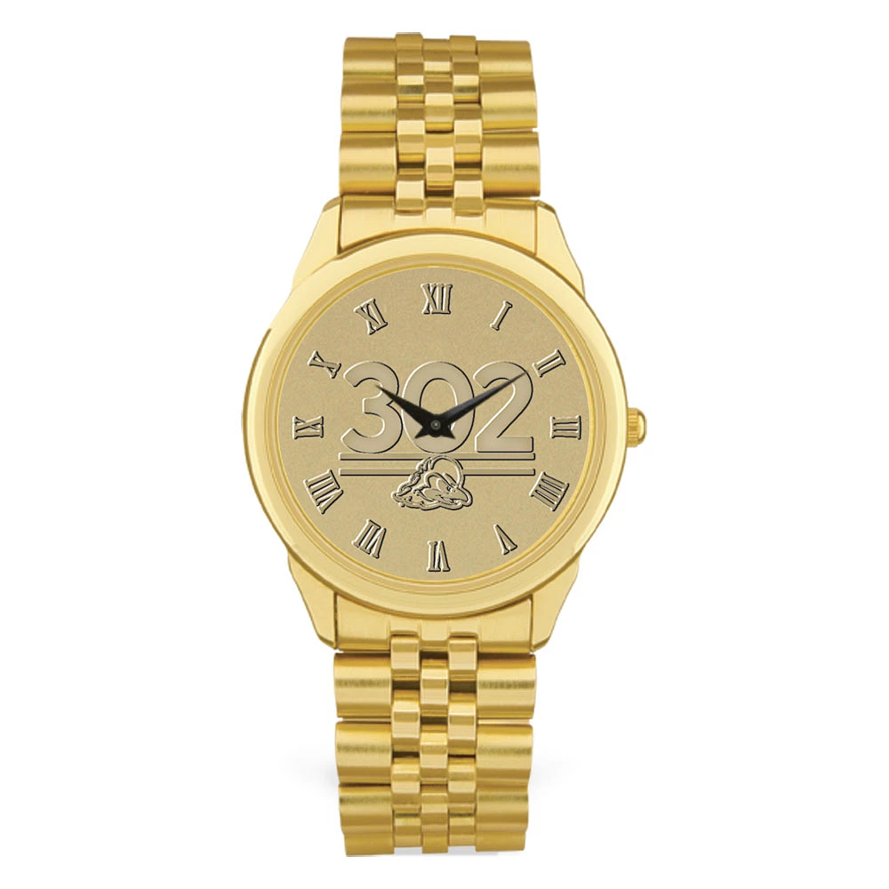 Men's Delaware Fightin' Blue Hens Gold Medallion Rolled Link Bracelet Wristwatch