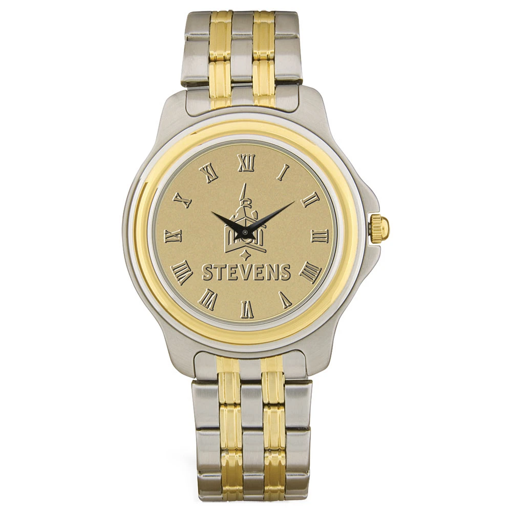 Men's Stevens Institute of Technology Ducks Gold Medallion Two-Tone Wristwatch