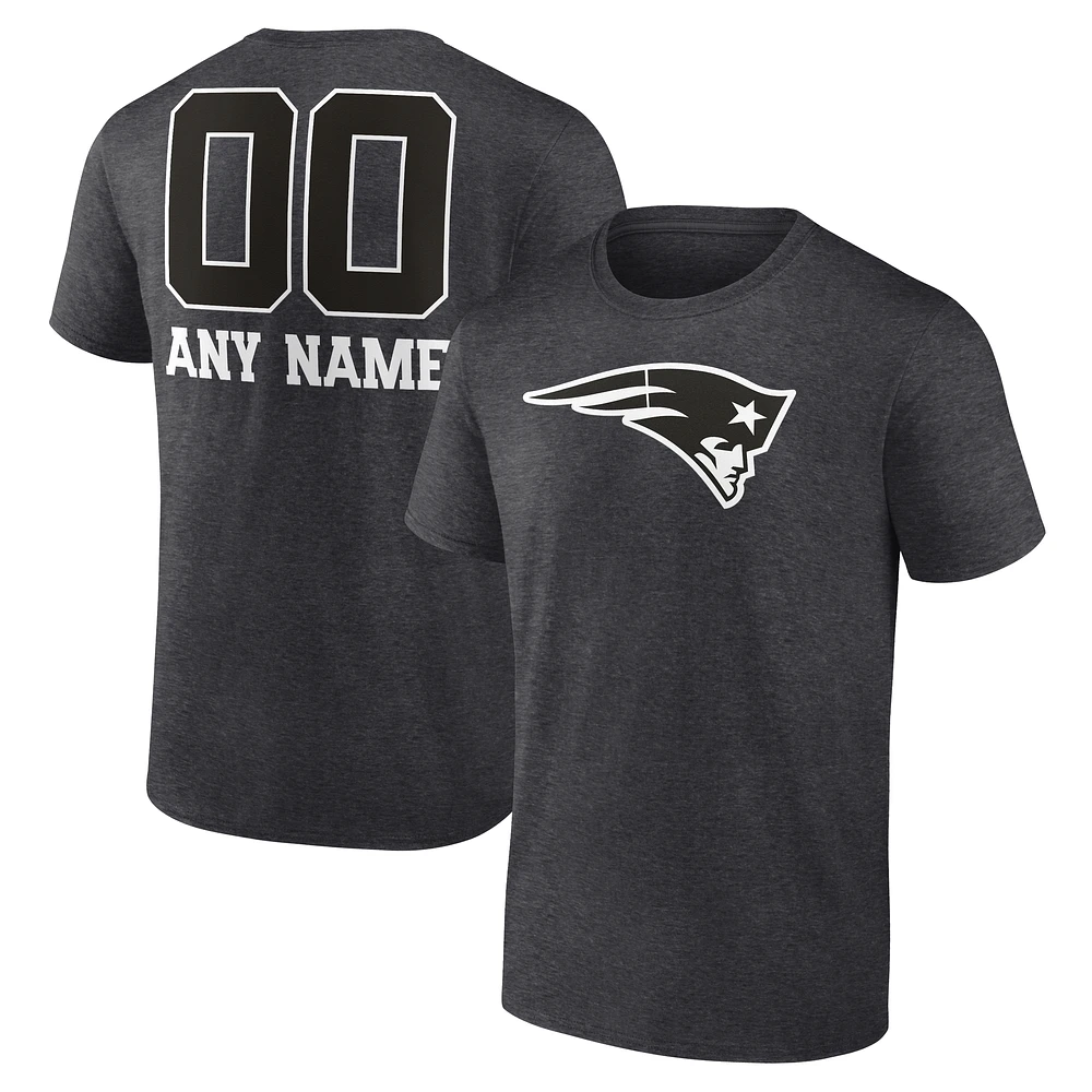 Men's Charcoal New England Patriots Personalized Name & Number Monochrome T-Shirt