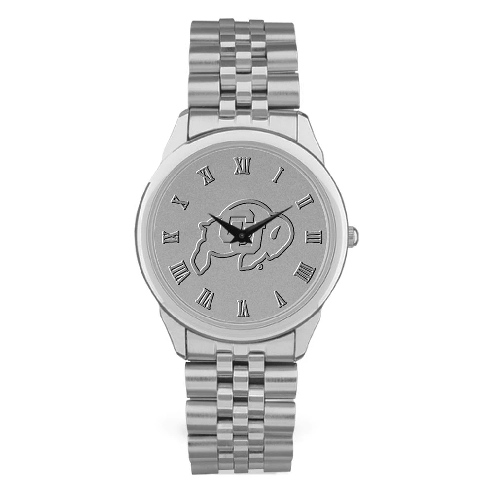 Men's Silver Colorado Buffaloes Medallion Rolled Link Bracelet Wristwatch