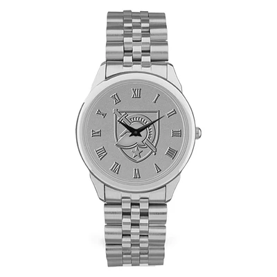 Men's Silver Army Black Knights Medallion Rolled Link Bracelet Wristwatch
