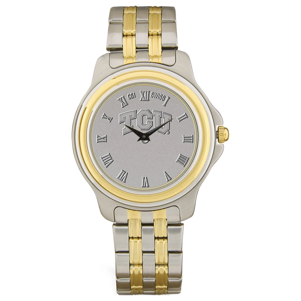 TCU Horned Frogs Silver Two-Tone Wristwatch