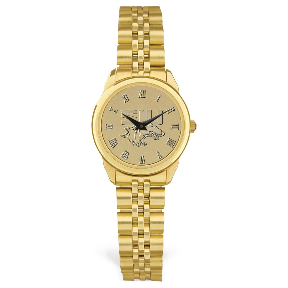 Women's Jardine Southern Illinois Salukis Gold Medallion Rolled Link Bracelet Wristwatch