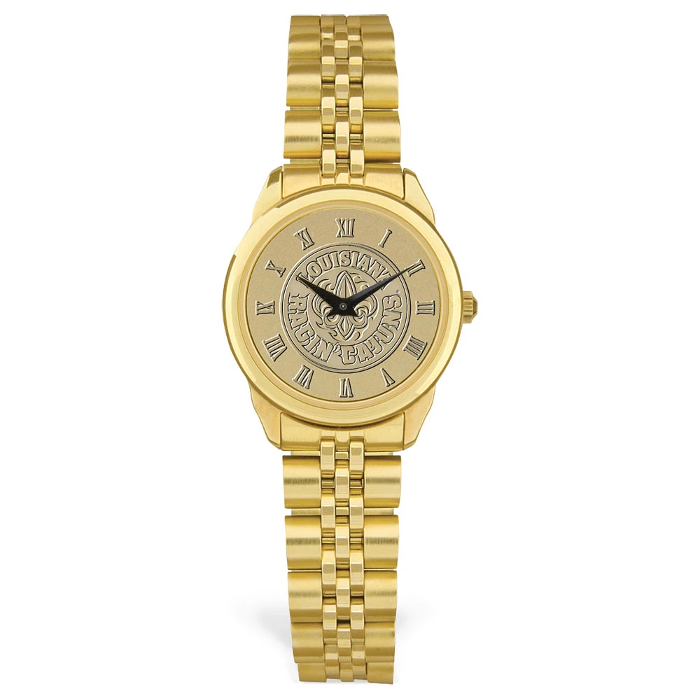 Women's Jardine Louisiana Ragin' Cajuns Gold Medallion Rolled Link Bracelet Wristwatch