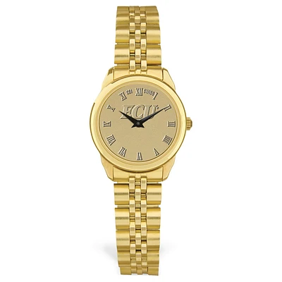 Women's Jardine ECU Pirates Gold Medallion Rolled Link Bracelet Wristwatch