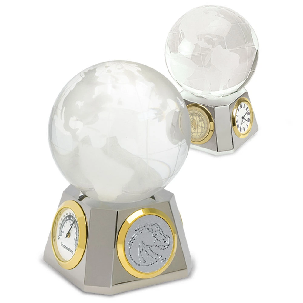 Silver Boise State Broncos Desk Clock & Weather Station