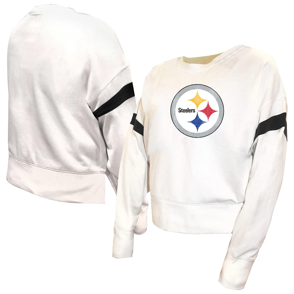 Women's Fanatics White Pittsburgh Steelers Plus Fleece Pullover Sweatshirt