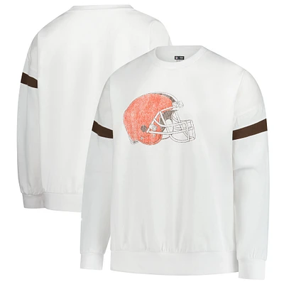 Women's Fanatics White Cleveland Browns Plus Fleece Pullover Sweatshirt