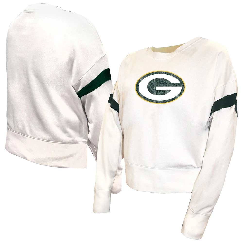 Women's Fanatics White Green Bay Packers Plus Fleece Pullover Sweatshirt