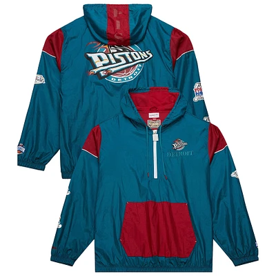 Unisex Mitchell & Ness Teal Detroit Pistons Hardwood Classics Team OG 3.0 Anorak Half-Zip Windbreaker Jacket