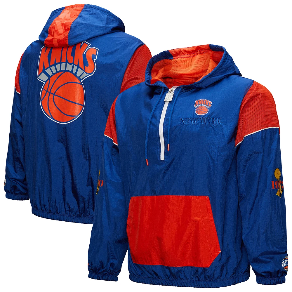 Unisex Mitchell & Ness Blue New York Knicks Hardwood Classics Team OG 3.0 Anorak Half-Zip Windbreaker Jacket
