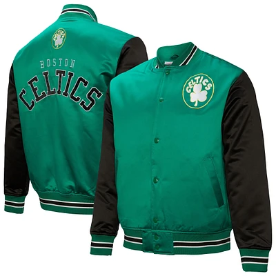 Men's Mitchell & Ness Kelly Green Boston Celtics Hardwood Classic Primetime Full-Snap Satin Jacket