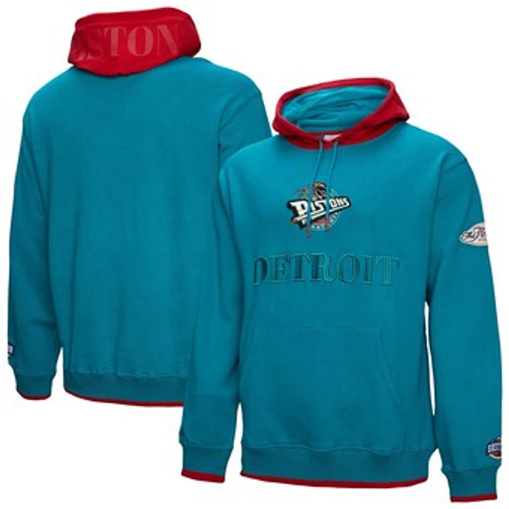 Men's Mitchell & Ness Teal Detroit Pistons Hardwood Classics Team OG 3.0 Pullover Hoodie