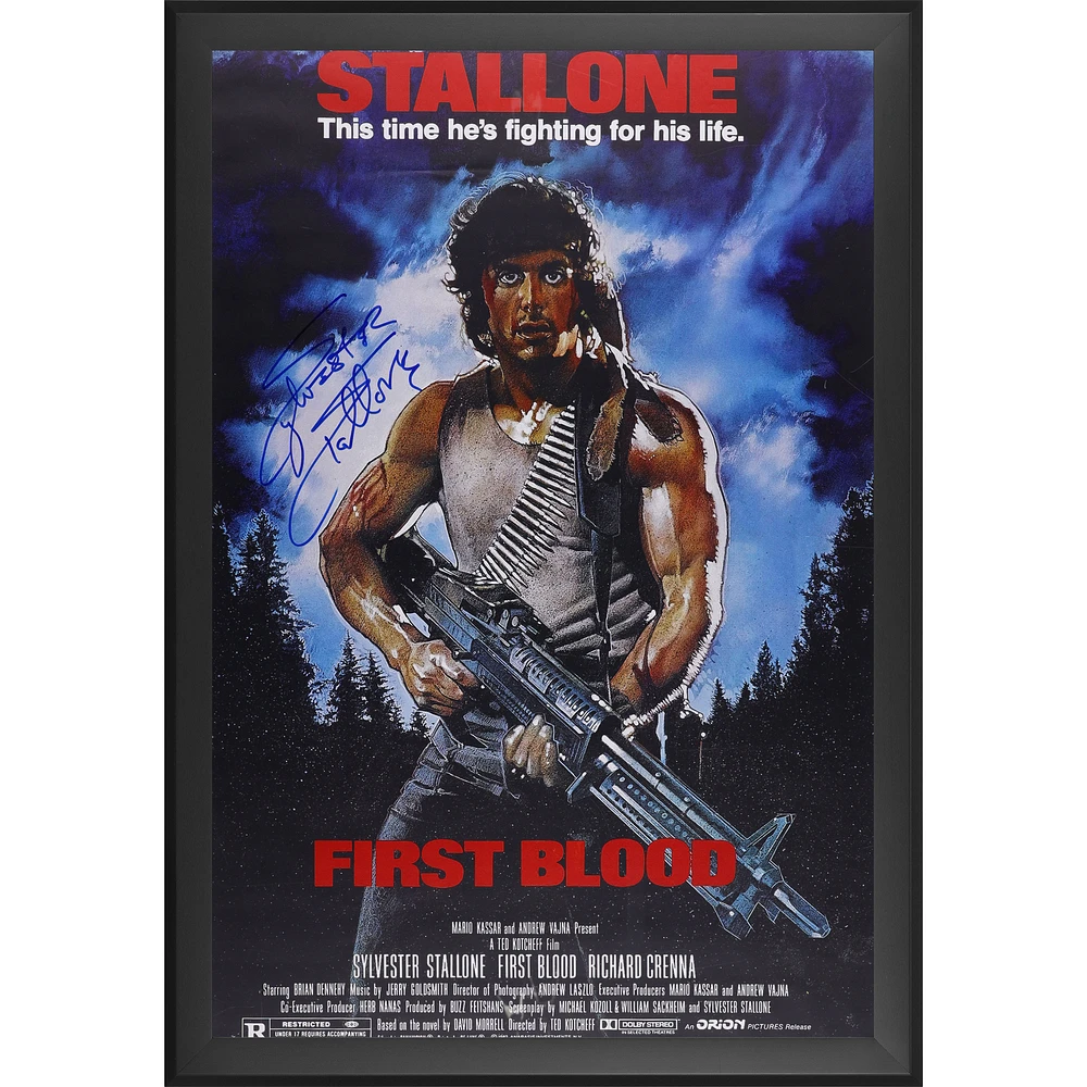 Sylvester Stallone First Blood Autographed Framed 27" x 40" Movie Poster