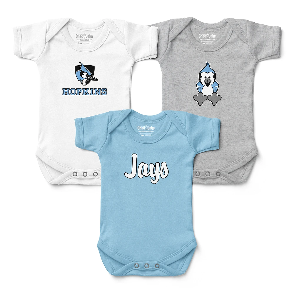 Newborn & Infant Chad Jake Johns Hopkins Blue Jays 3-Pack Bodysuit Set