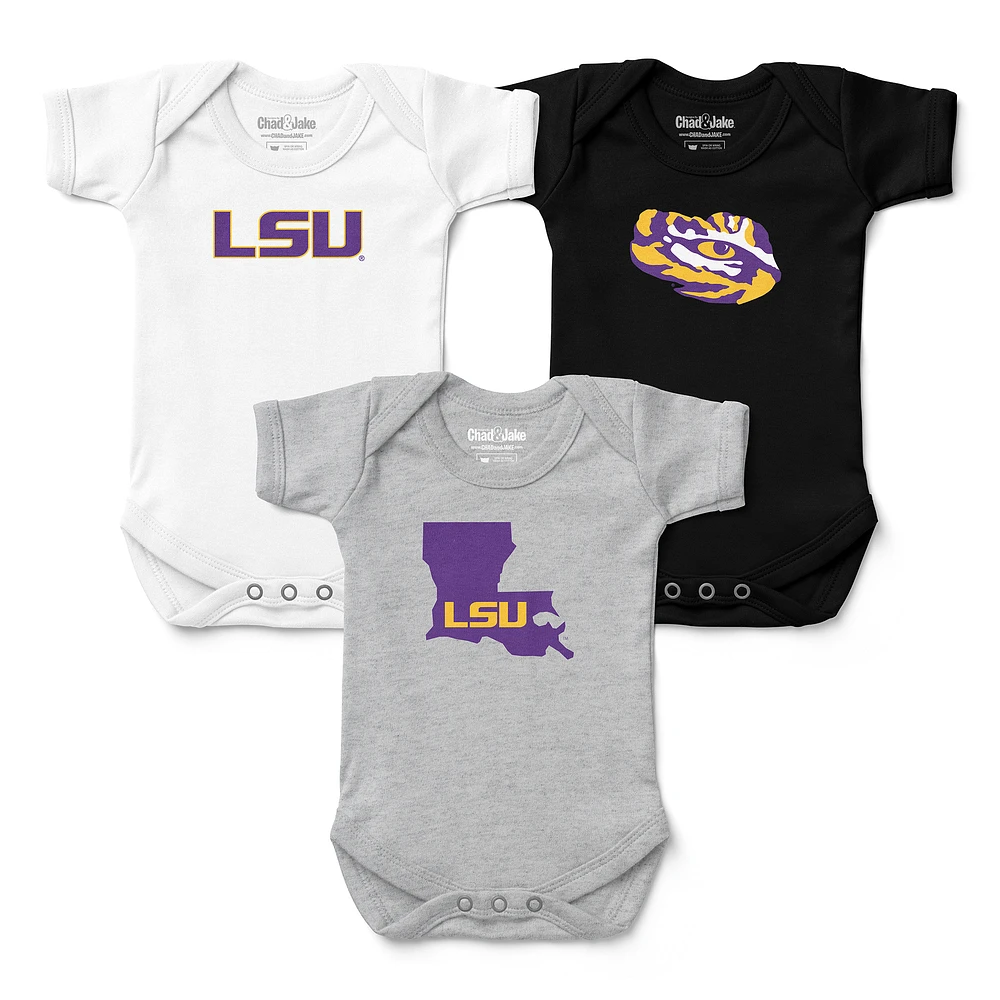 Newborn & Infant Chad Jake LSU Tigers 3-Pack Bodysuit Set
