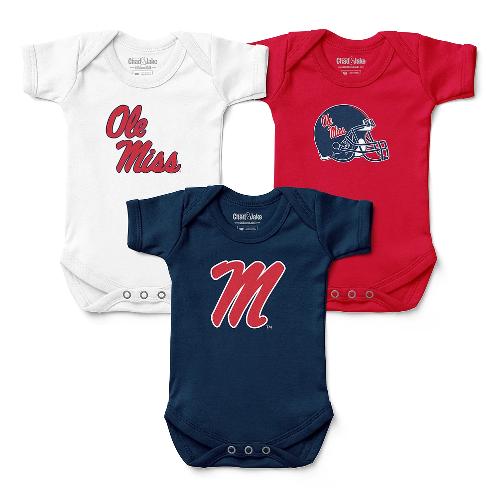 Newborn & Infant Chad Jake Ole Miss Rebels 3-Pack Bodysuit Set