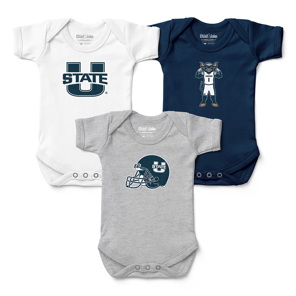 Newborn & Infant Chad Jake Utah State Aggies 3-Pack Bodysuit Set
