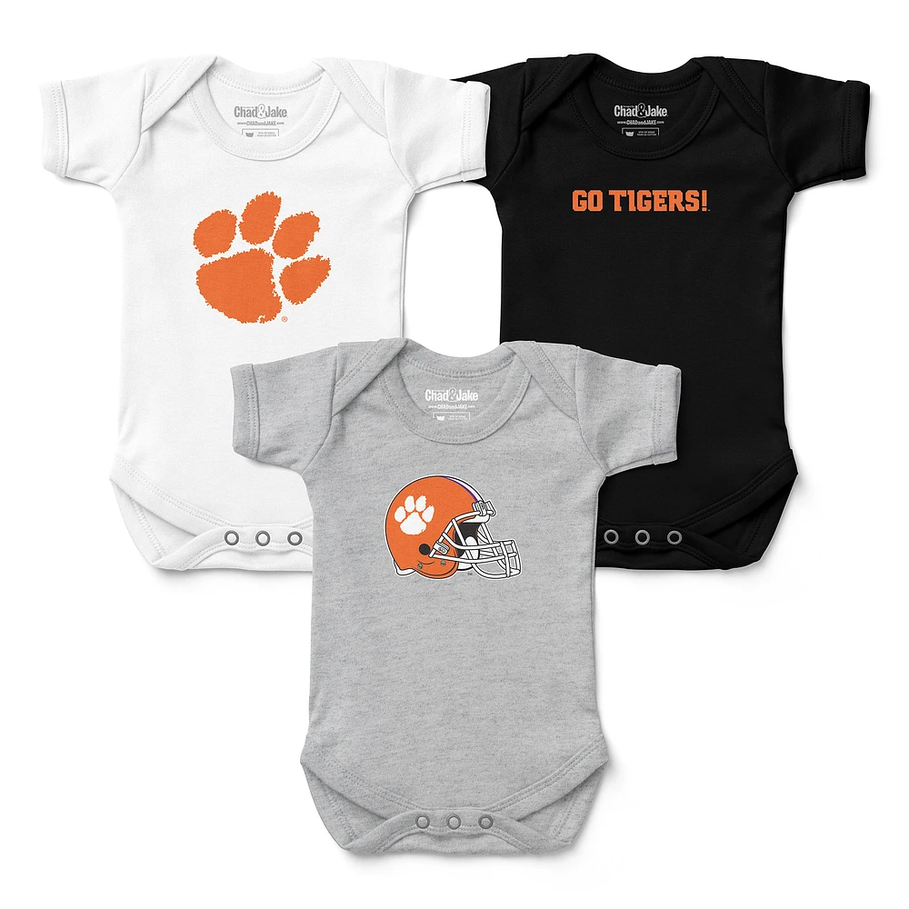 Newborn & Infant Chad Jake Clemson Tigers 3-Pack Bodysuit Set