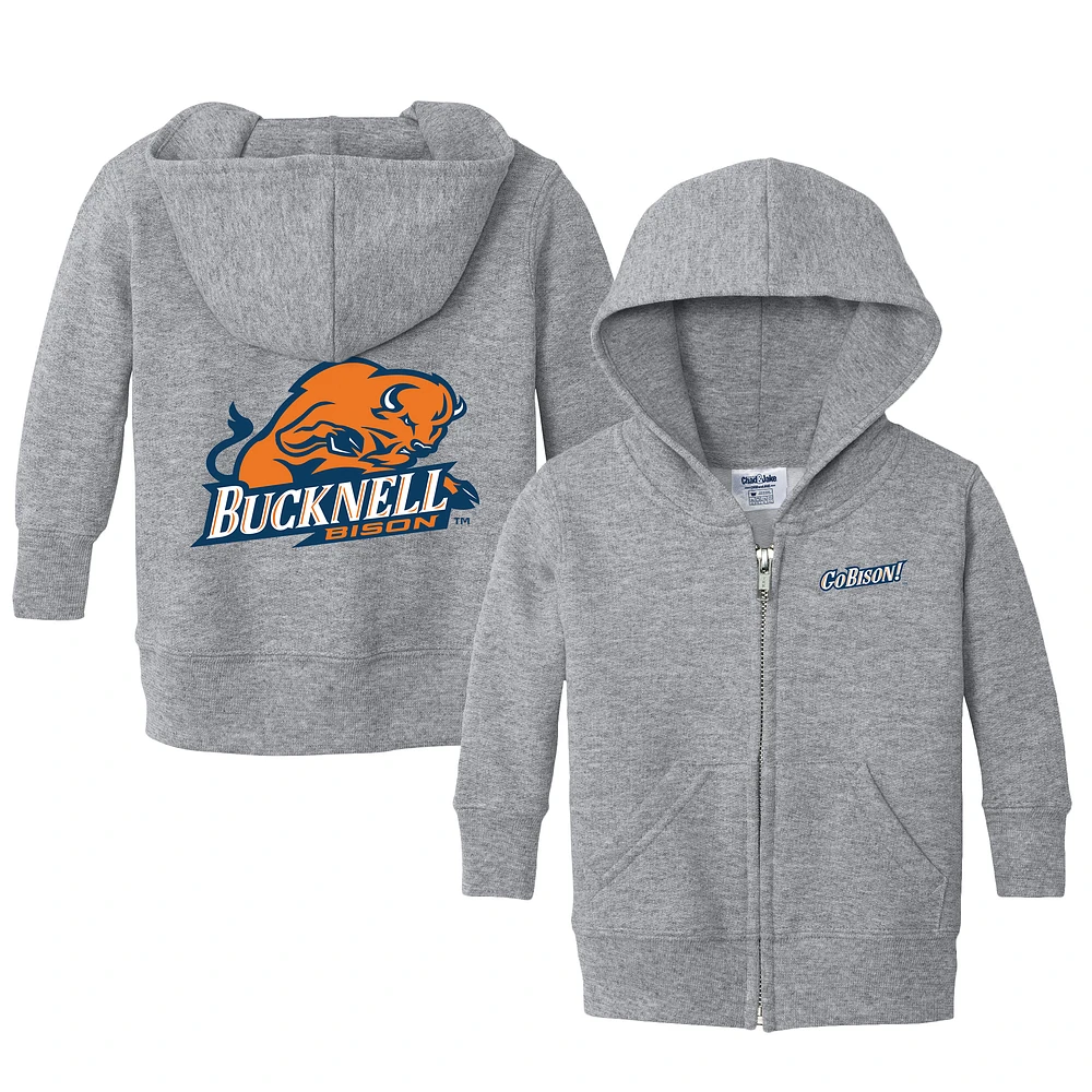 Toddler Chad & Jake Heather Gray Bucknell Bison Logo Full-Zip Hoodie Jacket