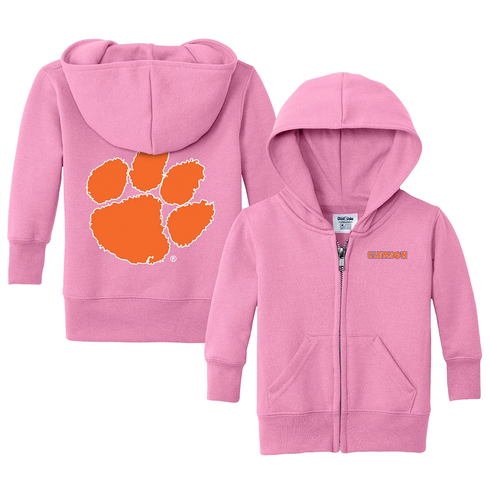 Toddler Chad & Jake Pink Clemson Tigers Logo Full-Zip Hoodie Jacket