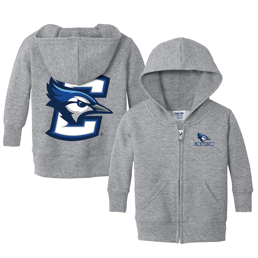 Toddler Chad & Jake Heather Gray Creighton Bluejays Logo Full-Zip Hoodie Jacket