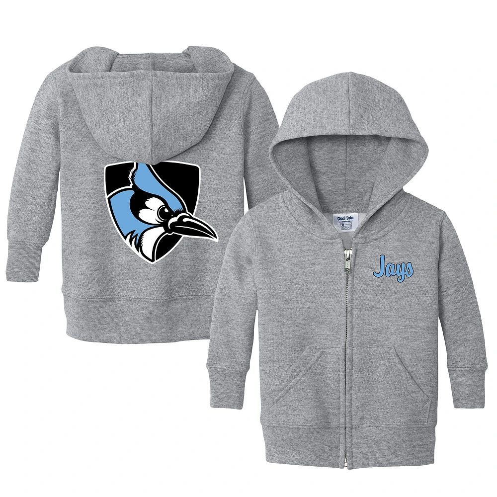 Toddler Chad & Jake Heather Gray Johns Hopkins Blue Jays Logo Full-Zip Hoodie Jacket