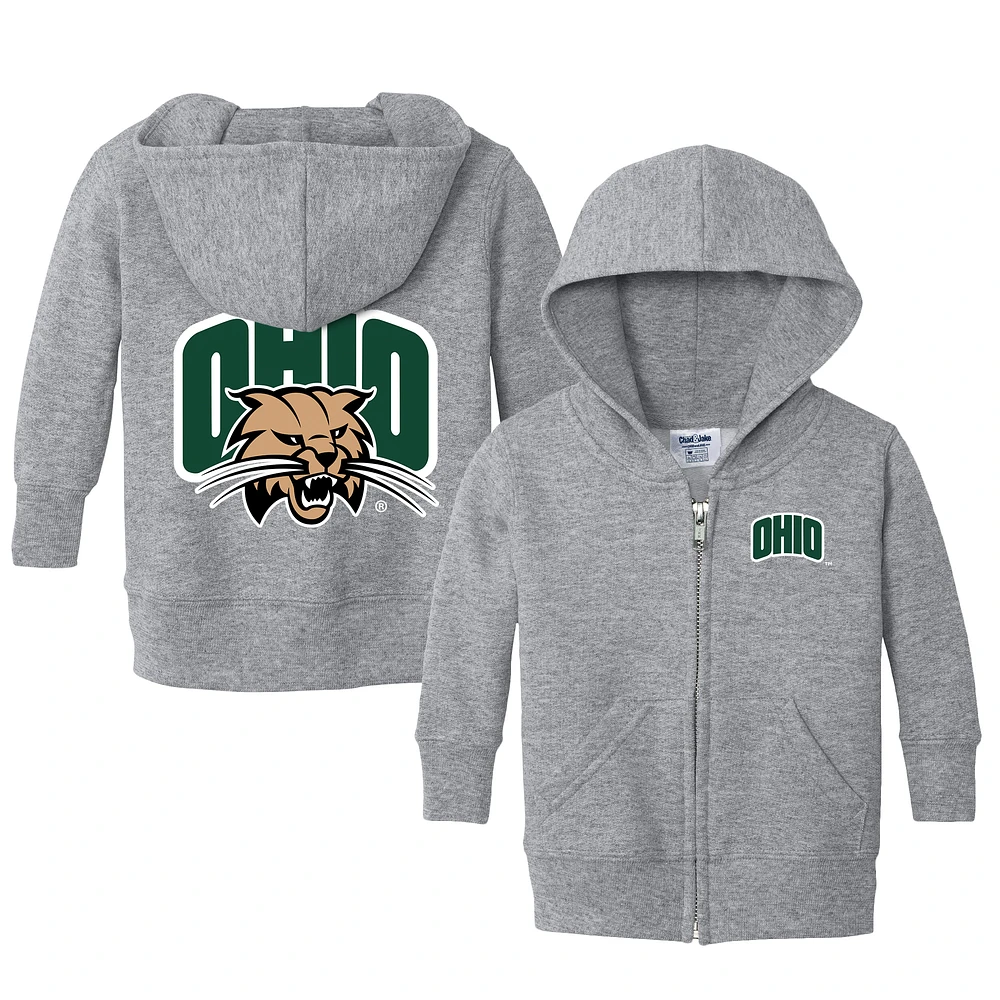 Toddler Chad & Jake Heather Gray Ohio Bobcats Logo Full-Zip Hoodie Jacket