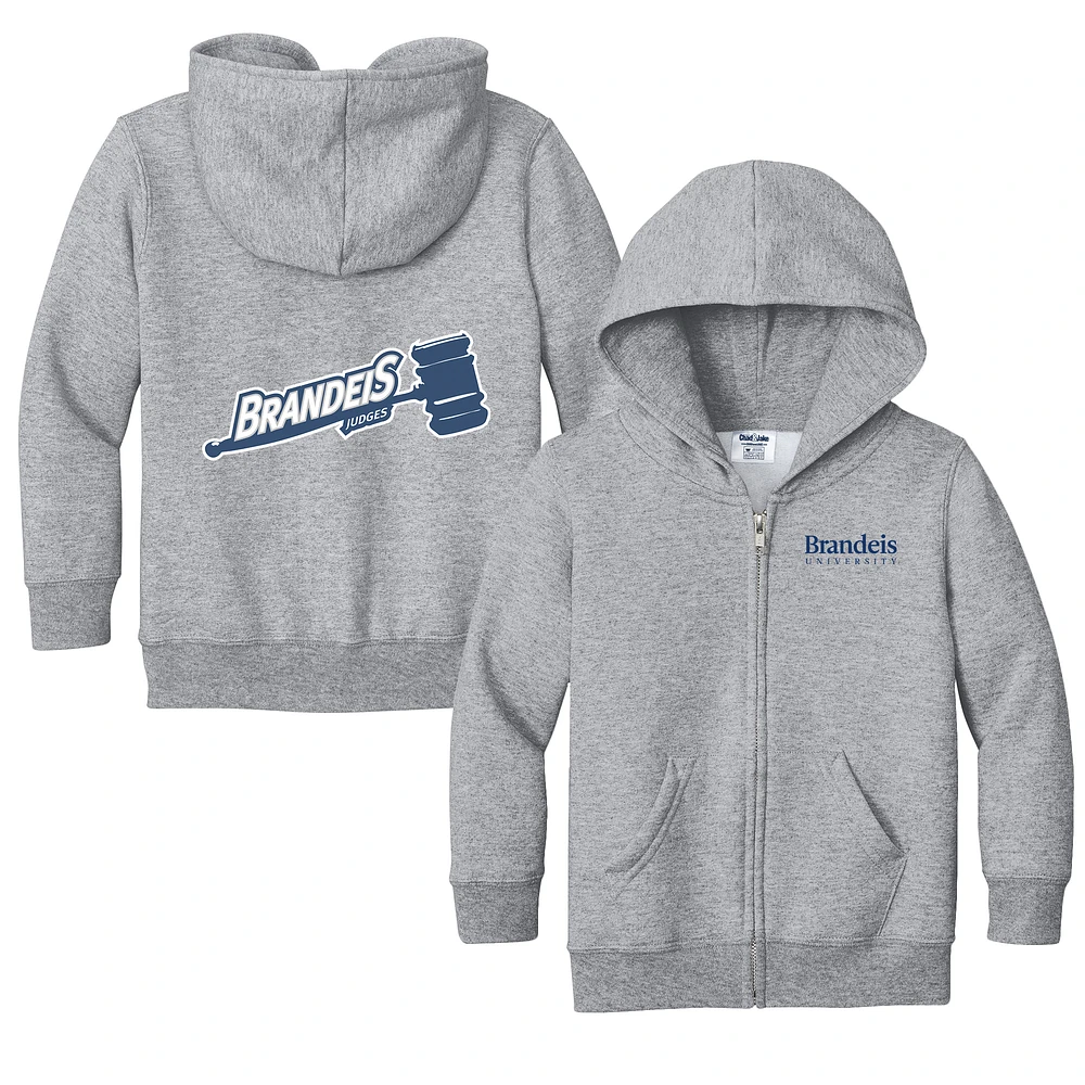 Toddler Chad & Jake Heather Gray Brandeis University Judges Logo Full-Zip Hoodie Jacket