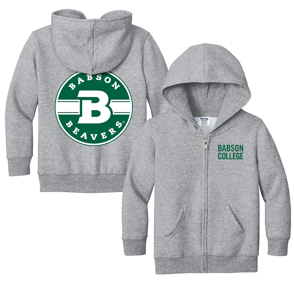 Toddler Chad & Jake Heather Gray Babson Beavers Logo Full-Zip Hoodie Jacket