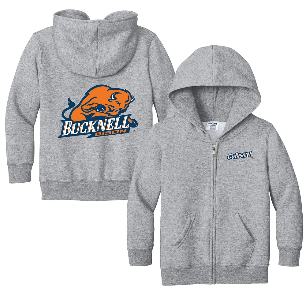 Toddler Chad & Jake Heather Gray Bucknell Bison Logo Full-Zip Hoodie Jacket