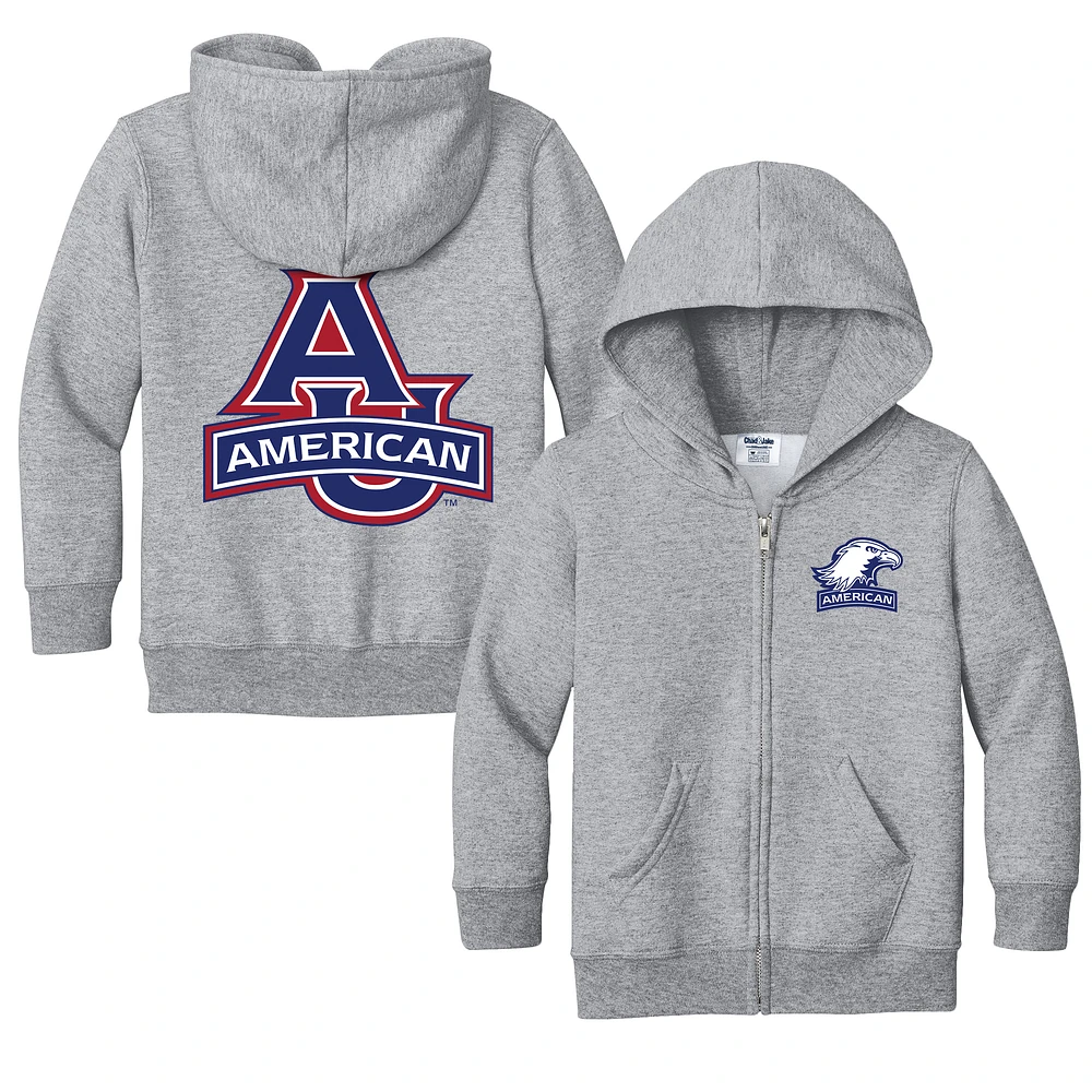 Toddler Chad & Jake Heather Gray American University Eagles Logo Full-Zip Hoodie Jacket