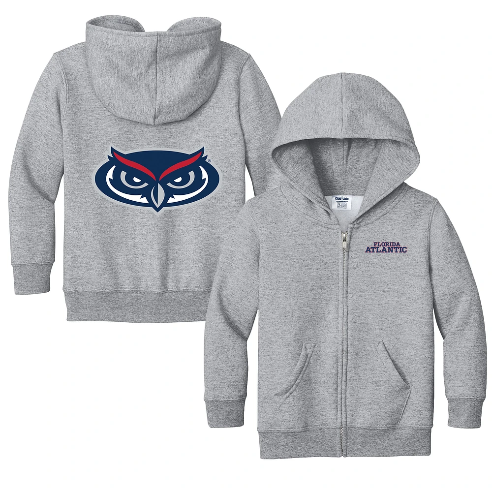 Toddler Chad & Jake Heather Gray Florida Atlantic Owls Logo Full-Zip Hoodie Jacket
