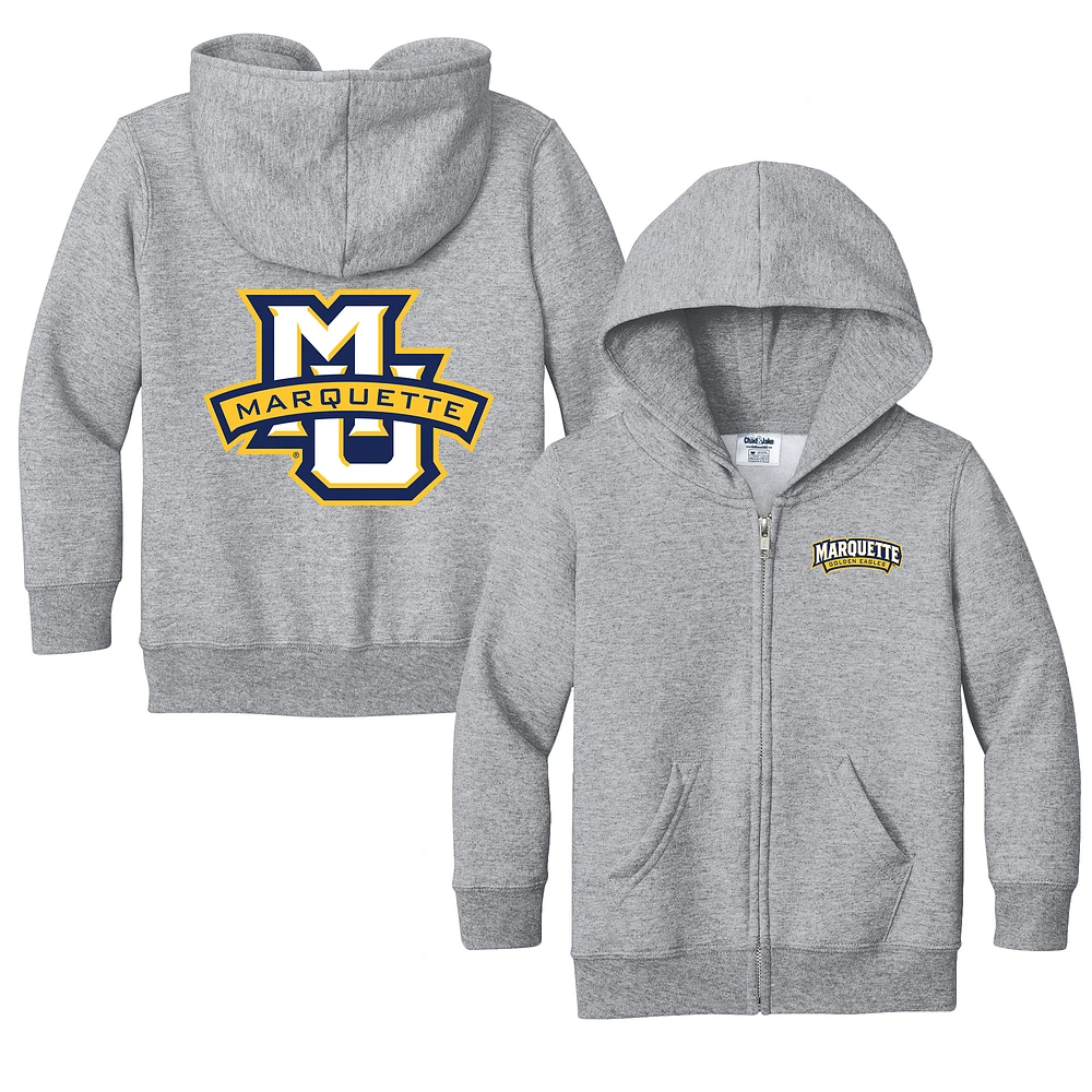 Toddler Chad & Jake Heather Gray Marquette Golden Eagles Logo Full-Zip Hoodie Jacket