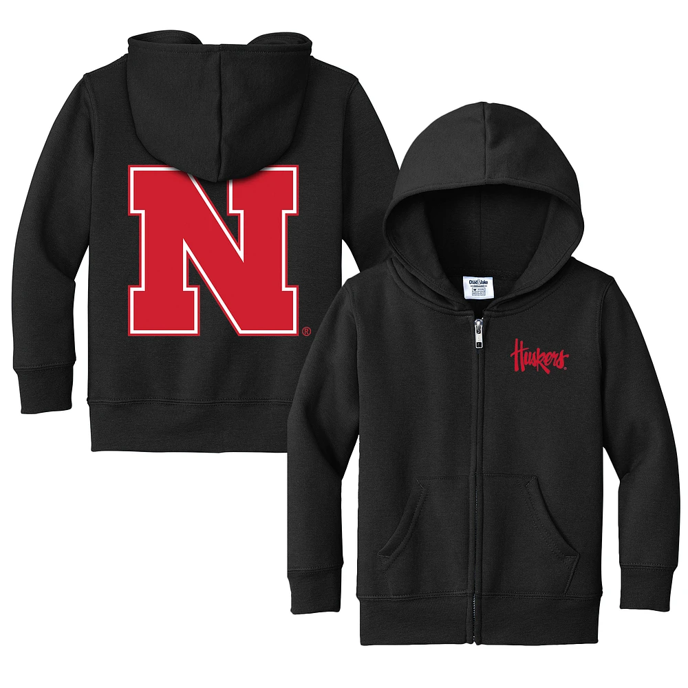 Toddler Chad & Jake Black Nebraska Huskers Logo Full-Zip Hoodie Jacket