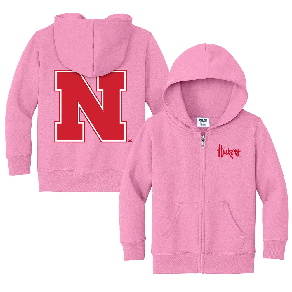 Toddler Chad & Jake Pink Nebraska Huskers Logo Full-Zip Hoodie Jacket