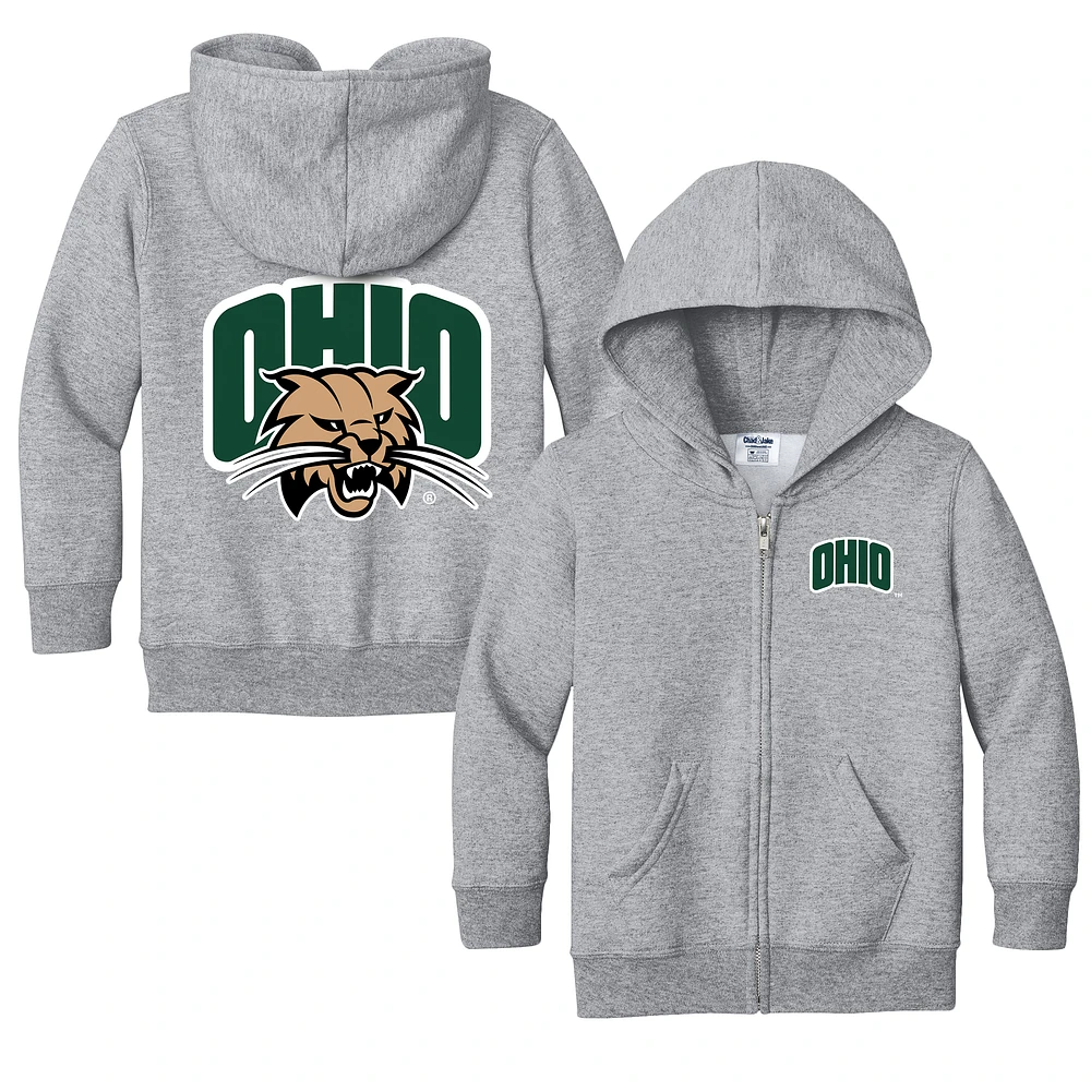 Toddler Chad & Jake Heather Gray Ohio Bobcats Logo Full-Zip Hoodie Jacket
