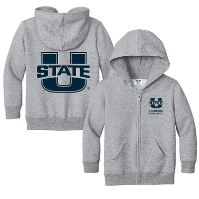 Toddler Chad & Jake Heather Gray Utah State Aggies Logo Full-Zip Hoodie Jacket
