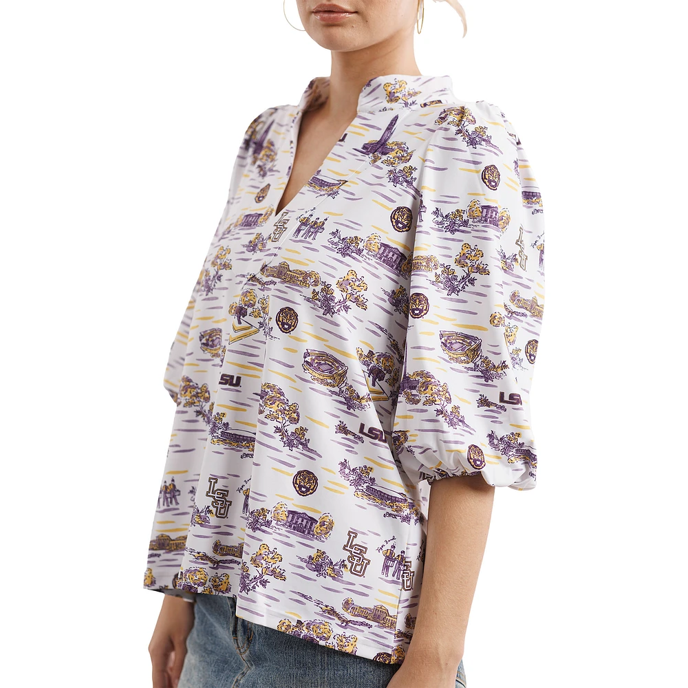 Women's Smith & Quinn Purple/White LSU Tigers Tailgate Collection Eliza Top