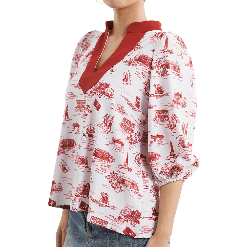 Women's Smith & Quinn Crimson/White Alabama Crimson Tide Tailgate Collection Eliza Top