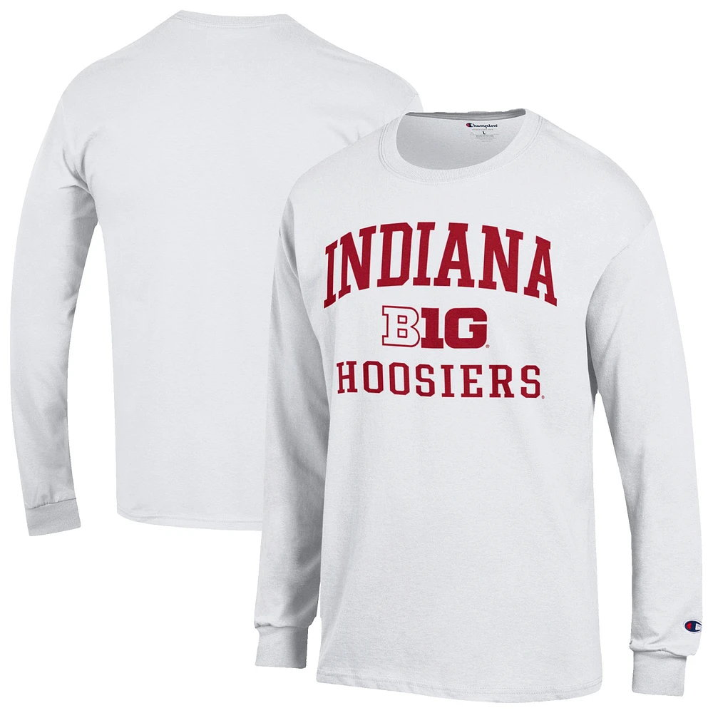 Men's Champion White Indiana Hoosiers Big Ten Long Sleeve T-Shirt