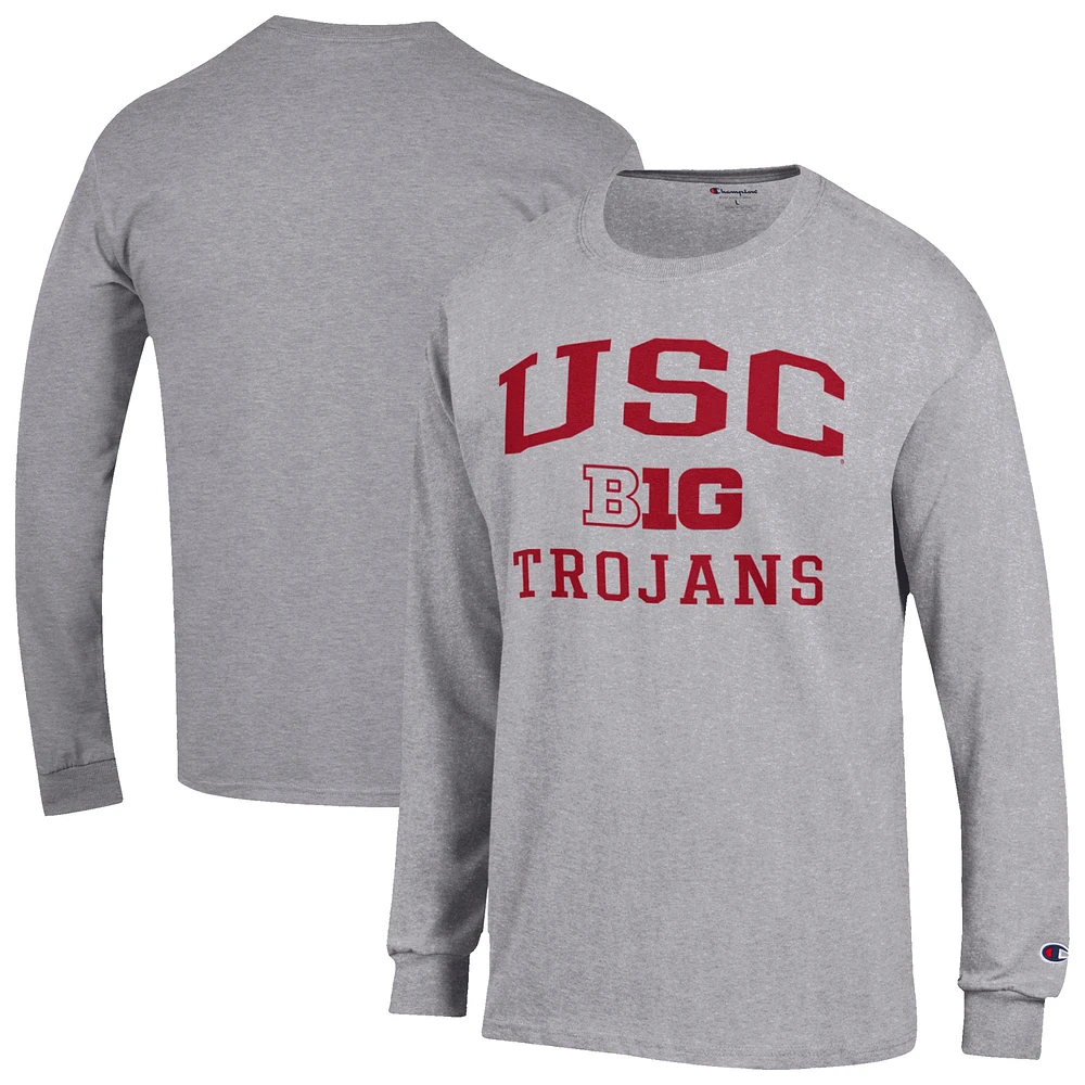 Men's Champion Gray USC Trojans Big Ten Long Sleeve T-Shirt