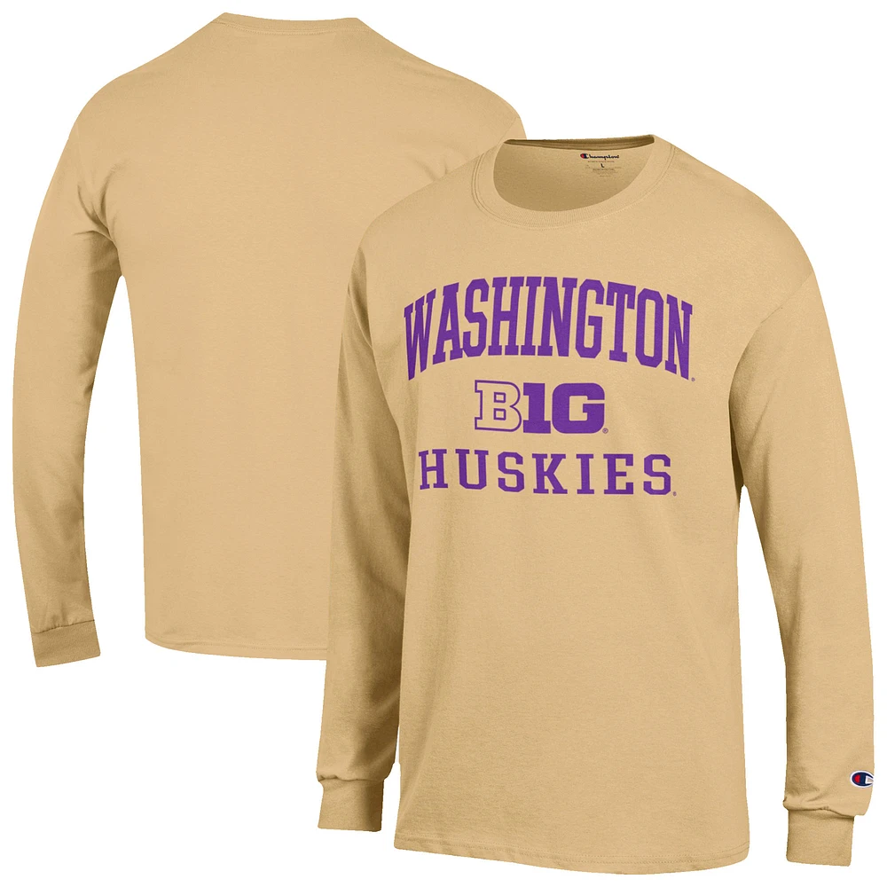 Men's Champion Gold Washington Huskies Big Ten Long Sleeve T-Shirt