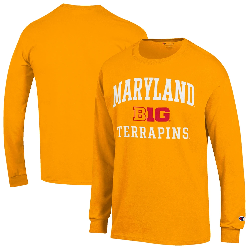 Men's Champion Gold Maryland Terrapins Big Ten Long Sleeve T-Shirt