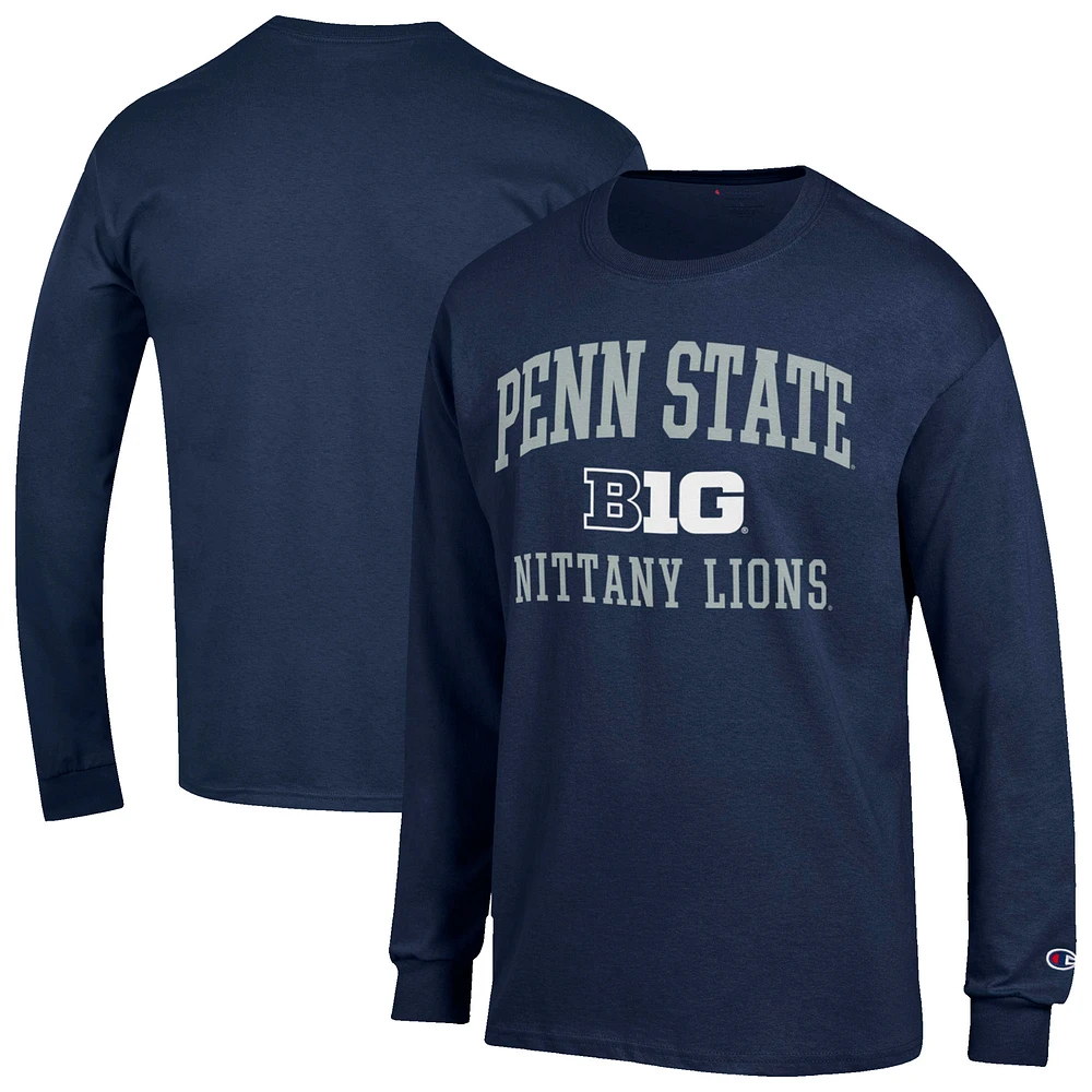 Men's Champion Navy Penn State Nittany Lions Big Ten Long Sleeve T-Shirt