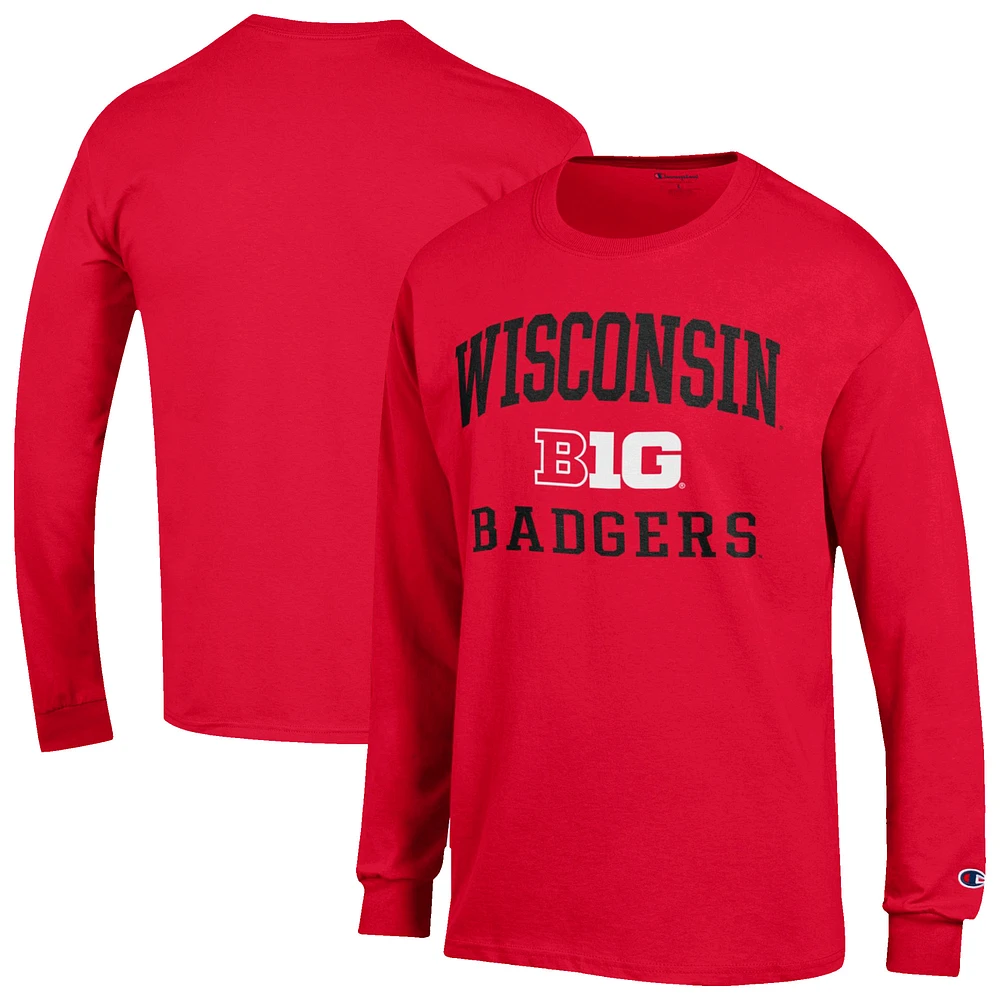 Men's Champion Wisconsin Badgers Big Ten Long Sleeve T-Shirt